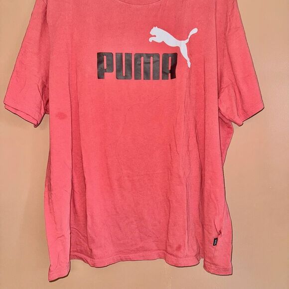 PUMA Men's Short Sleeve Logo Tee T-Shirt in Red Black - Size XXL - Picture 6 of 8